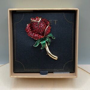 Dazzling crystal rose flower brooch by Monet glam statement